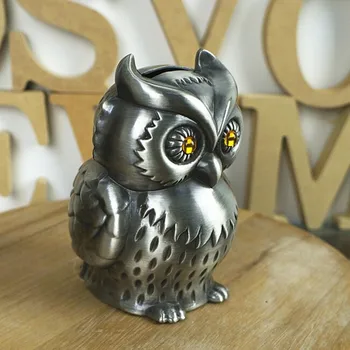 

New Family decoration Vintage metal Money box lovely owl coin metal piggy bank Saving Box creative gift birthday gift