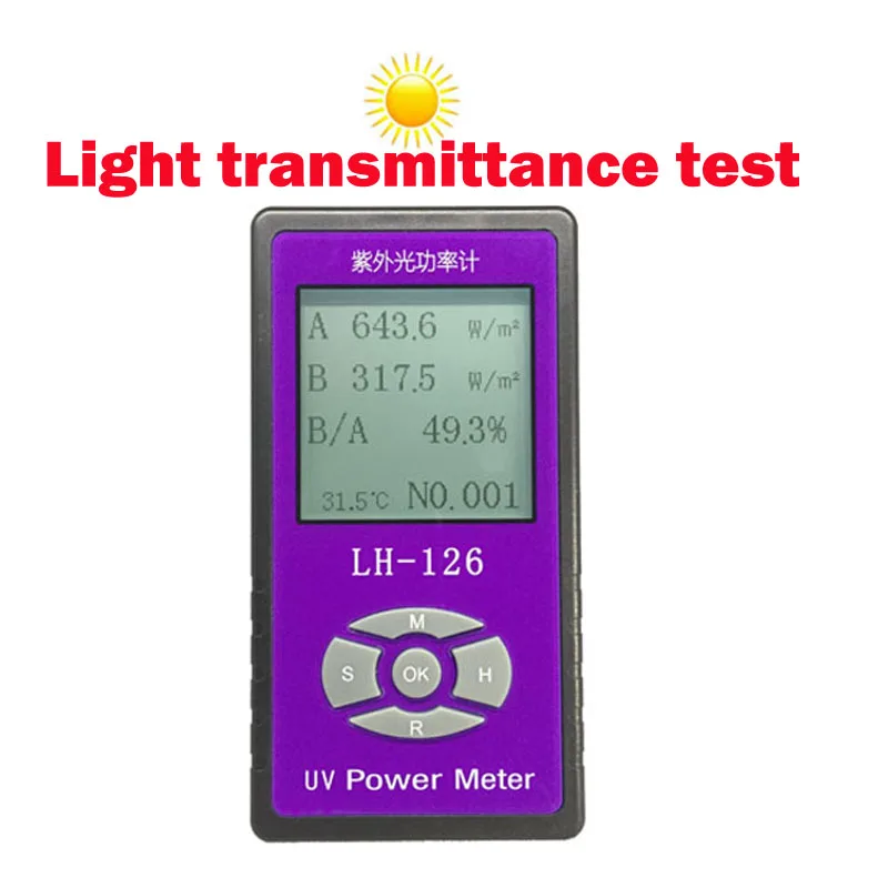 LH-126 измеритель мощности УФ-излучения детектор барьер тестер скорости солнечных пленок УФ-тест пропускания света, китайский и английский интерфейс вариант