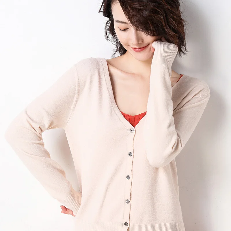 

GejasAinyu 2019 spring summer New cardigan women sweater Cashmere sweater Cardigan knitting sweater women tops pink pull coat