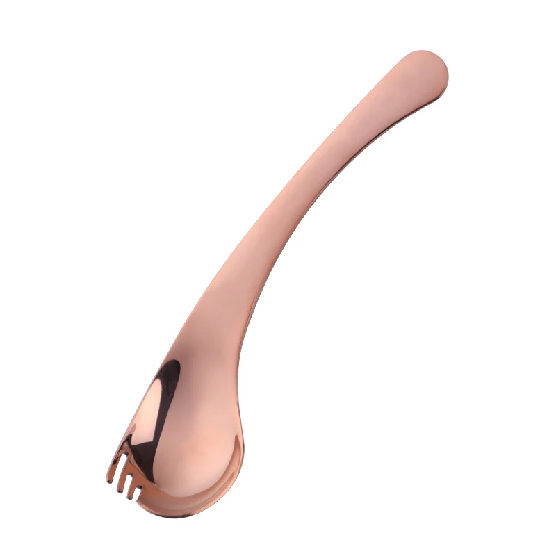 3 Rose Gold Spoons 3 шт. Креативный острый квадратный круглый 2 в 1 молочный чай для размешивания кофе ложка, вилка для фруктов 304 суповая из нержавеющей стали ложка десерт - Цвет: 3 Rose Gold Spoons