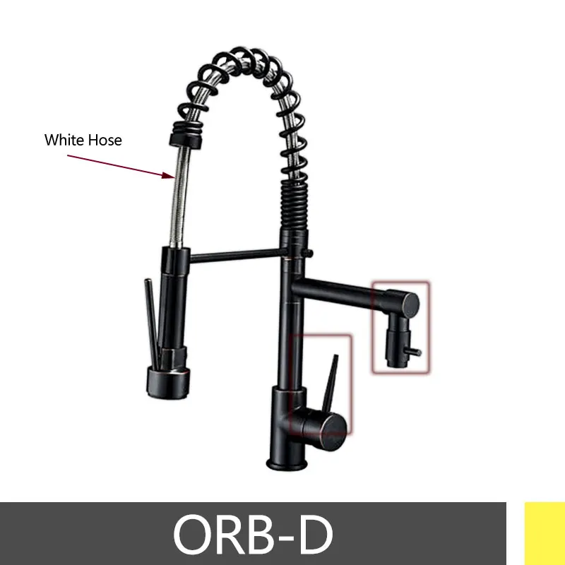 Hownifety самый популярный кухонный пружинный кран, выдвижной распылитель, на одно отверстие, смеситель для кухонной раковины, вращающийся, холодный и горячий кран - Цвет: ORB D