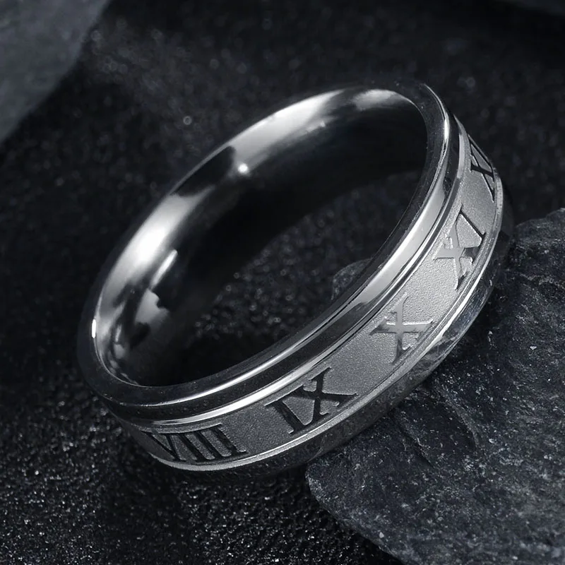 Новое модное Ювелирное кольцо из нержавеющей стали 316L, золотистого цвета, с гравировкой, Numberal, обручальное кольцо для подарка - Цвет основного камня: steel