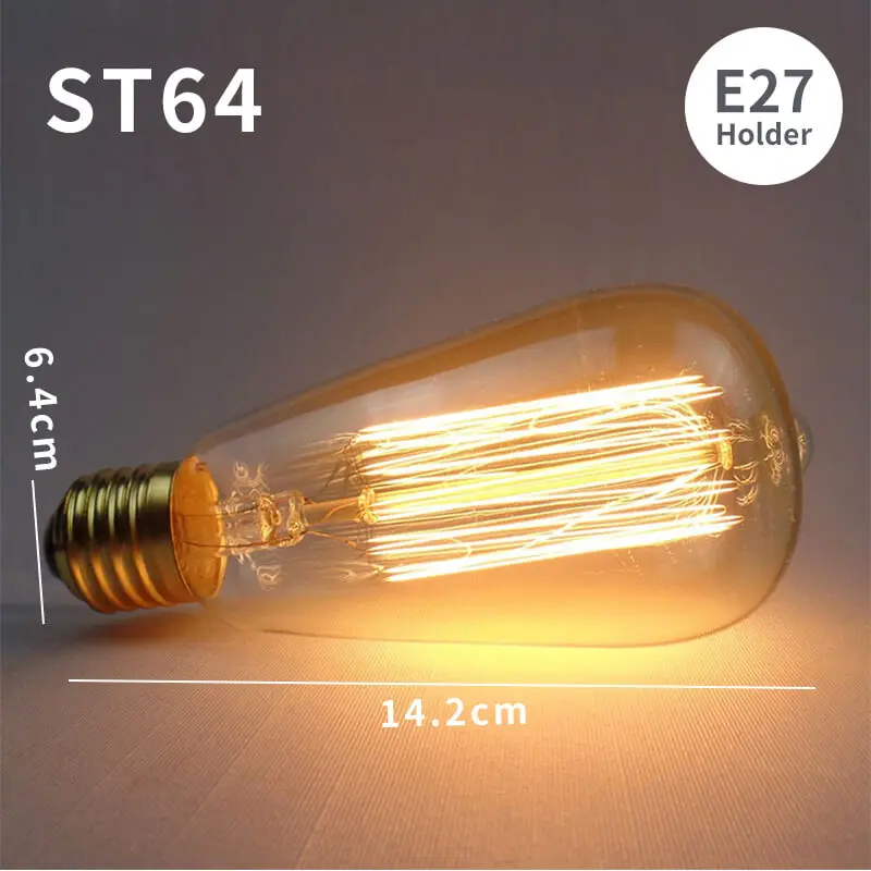 EL ретро Edison LED светильник лампочка E27 E14 40W 220V ST64 C35 G80 G95 T45 T30 T185 T10 A19 ST64 ампулы лампы Винтаж ламп Эдисона - Цвет: Filament ST64