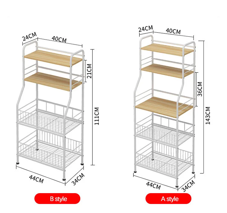 4 слоя древесины Кухня полка Железный искусства хранение кухонной утвари Органайзер стойка полки микроволновая печь для микроволновой печи для специй шкафа мебели