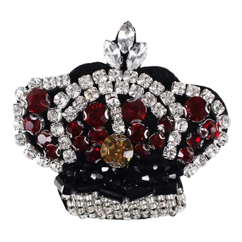 

10pieces Handmade Beaded Diamond Crown Badges Crystal Applique Rhinestones Patches for Hats Clothes Decorated Craft Sewing TH994