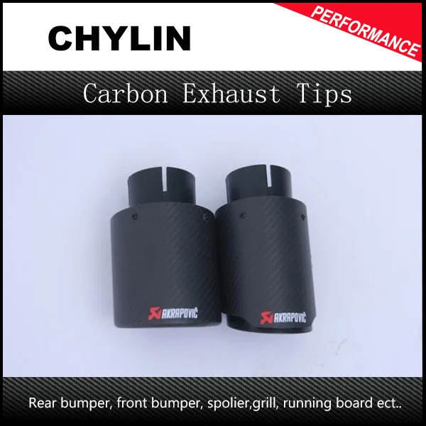 

New Arrival 1pair Inlet (63mm) Outlet (101mm) Akrapovic Carbon Fiber Exhaust End Tips Universal Car Exhaust Muffler pipe