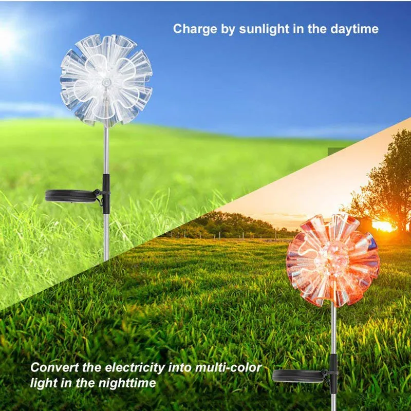 

3 Pcs LED Solar Lights Solar Powered Flower Lamps Waterproof Decor Landscape for Outdoor Garden Yard TSH Shop