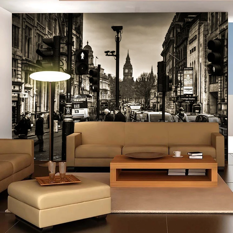Us 928 37 Di Scontocustom 3d Foto Carta Da Parati 3d Vintage Strada Di Città In Bianco E Nero Carta Da Parati Murale Bar Cafe Sala Da Pranzo Carta