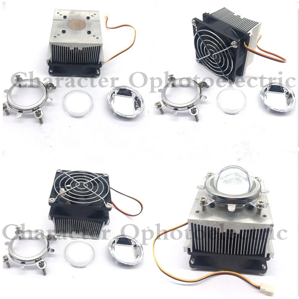 1pc Aluminium Heat Sink Cooling Fan 20W 50W 100W High Power Led Light 60-90degree 44mm Lens +Reflector +Bracket