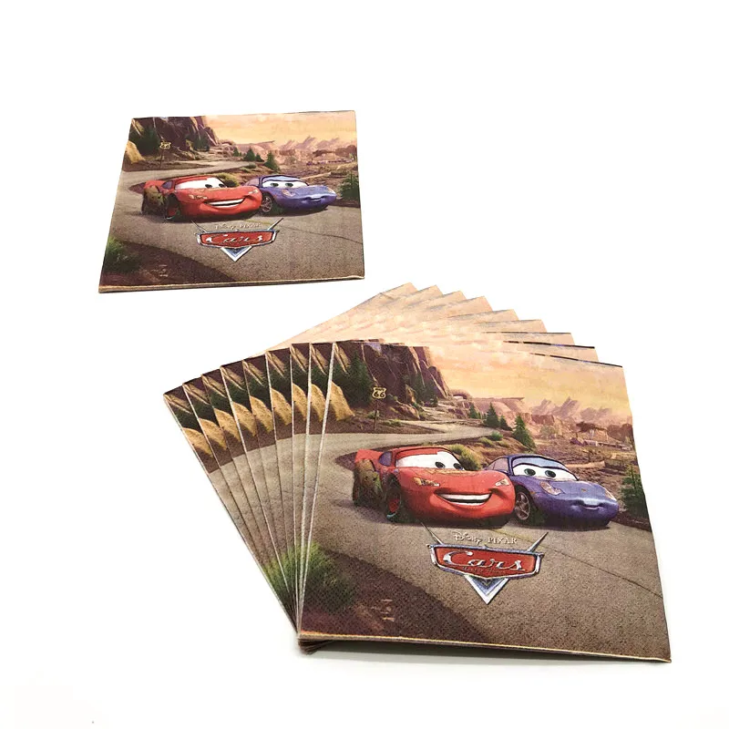 10 шт./лот бумажные салфетки Disney Cars Theme Lightning McQueen вечерние Семейные для мальчиков