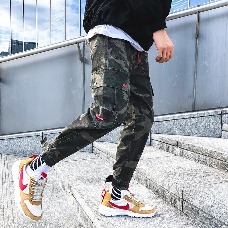 

men Casual Pants joggers Fleece Military Camouflage hip hop high street pants streetwear pantalon homme Winter warm pants plush
