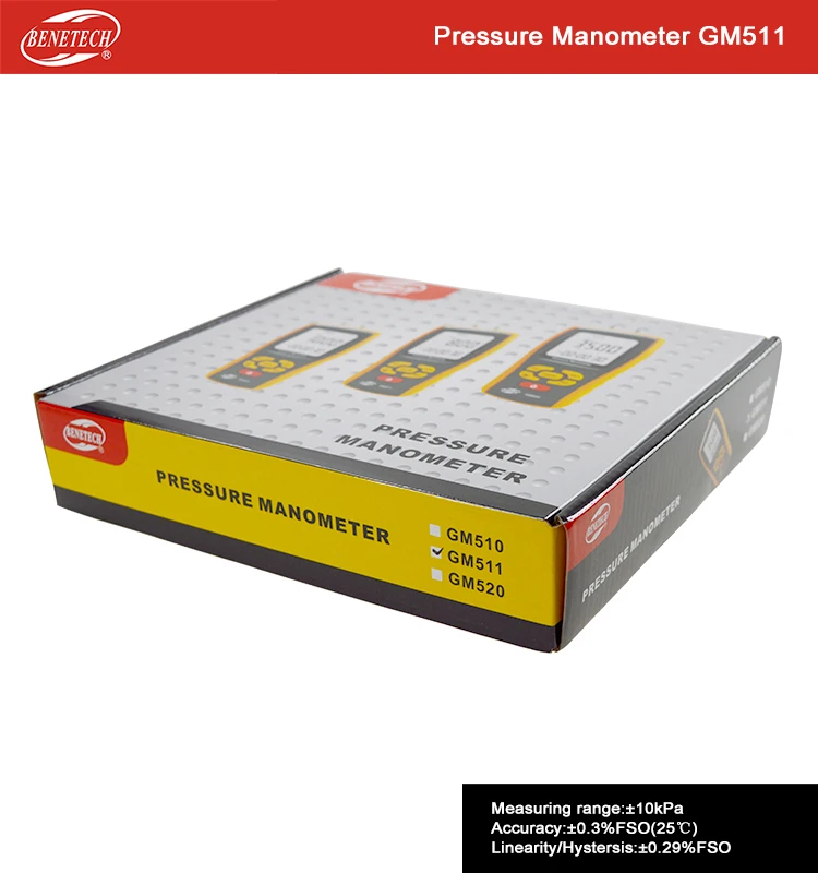 GM511 50 кПа цифровой ЖК-дисплей манометр желтый дифференциальный манометр