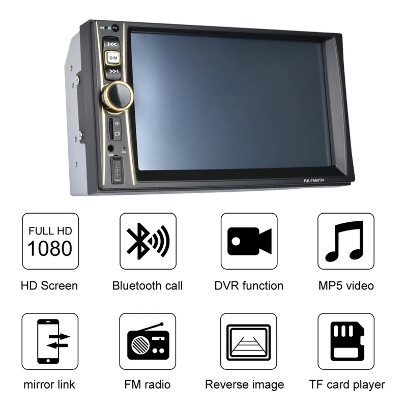 Bluetooth стерео радио FM MP4 MP5 Аудио 6,6 ''HD сенсорный экран с USB TF автомобильная электроника в тире Автомобильный видео плеер 2 Din