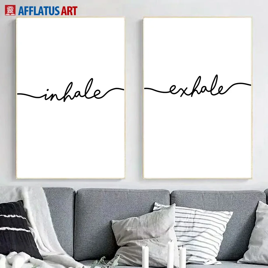 

Black White Romance Inhale Exhale Quotes Nordic Posters And Prints Wall Art Canvas Painting Wall Pictures For Living Room Decor