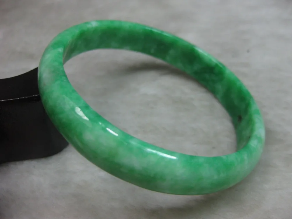 

NATURE BEAUTIFUL GREEN WHITE JADE JADEITE BRACELET BANGLE 60MM style Fine jewe Noble 100% Natural jade