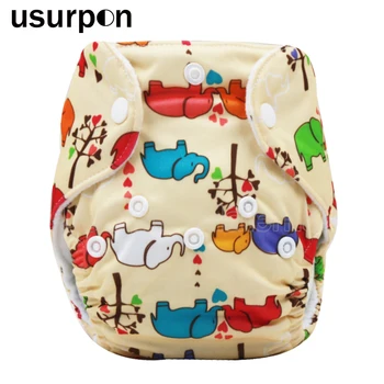 

[usurpon] 1 pc 0-3months Newborn diaper with printed animals pattern and reusable baby nappies organic baby diaper