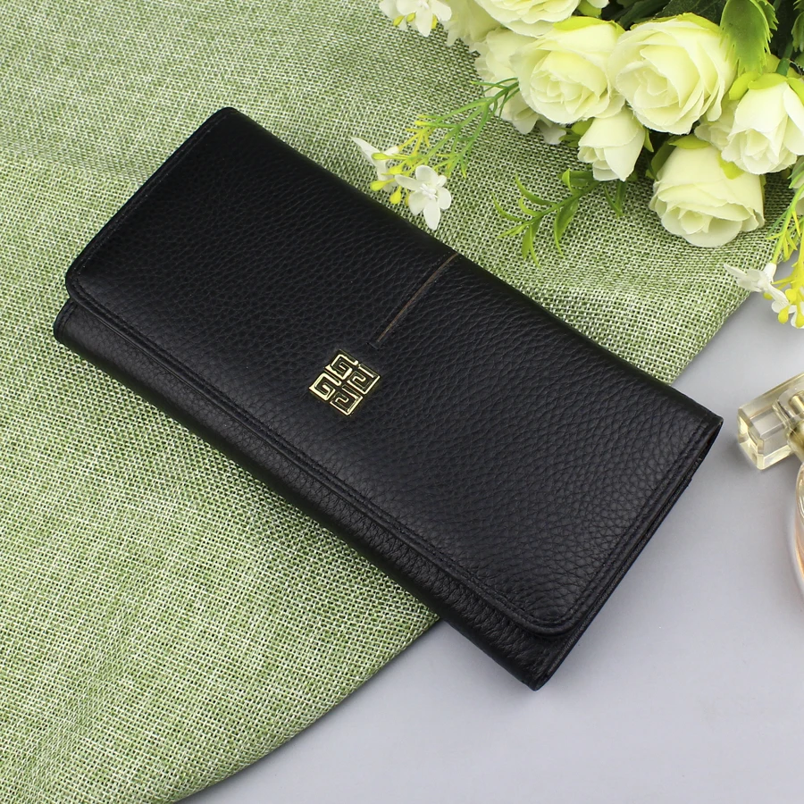 

Fashion Genuine Leather Wallets Women's Wallet Long Coin Purse Ladies Solid Hasp Leather Wallet Female Clutch Card Holder Wallet