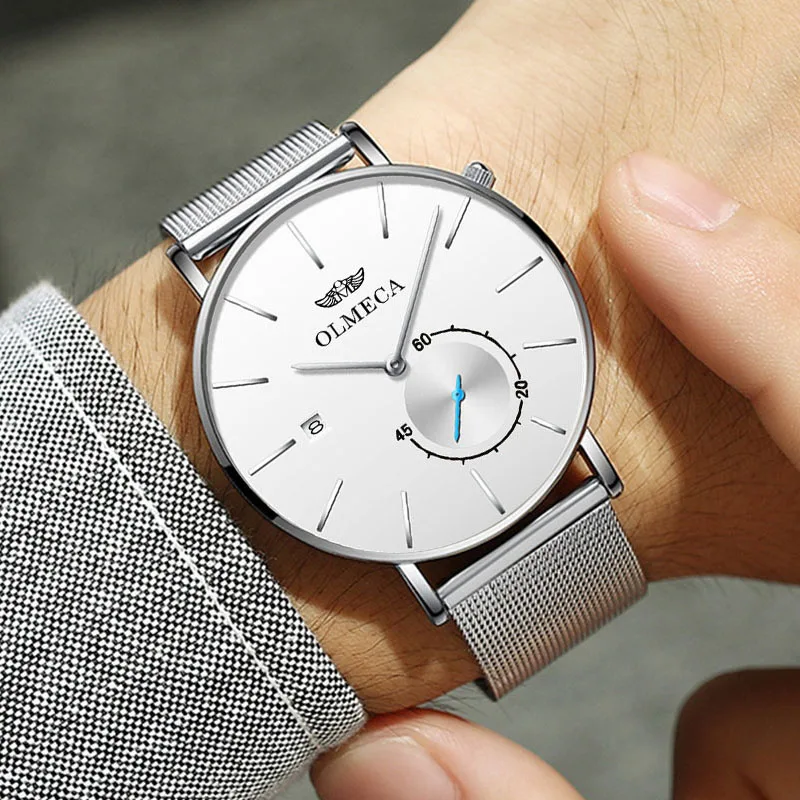 

OLMECA Men Quartz Watches Top Brand Luxury Men's Casual Wristwatches Waterproof Stainless Steel Fashion Watch Relogio Masculino