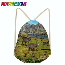 Бесшумный дизайн Динозавры Животные женская сумка на шнурке маленькая Повседневная девочка ребенок рюкзак на веревках обувь пакет mochilas