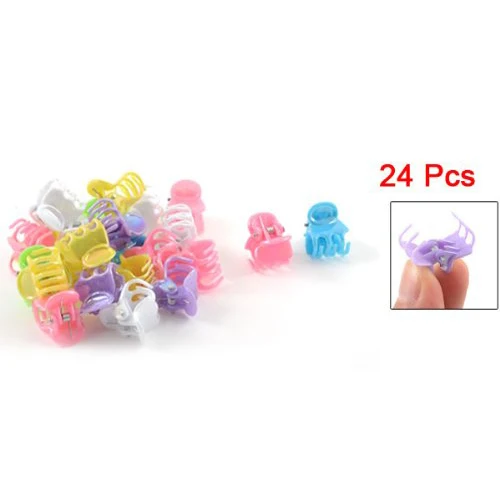 

HOT New 24 Pcs Practical Assorted Color Plastic Mini Hair Clip Claw for Ladies