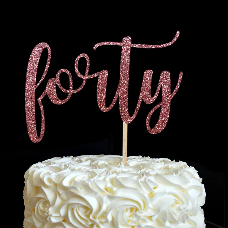 Золотой или серебряный блеск 40 торт Топпер 40th день рождения 30 юбилейные праздничные украшения товары для украшения торта - Цвет: Pink Glitter