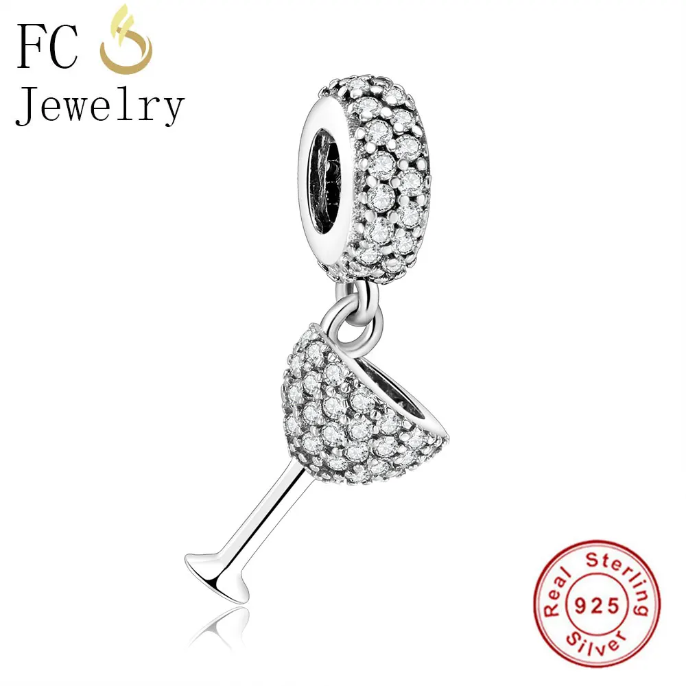 

FC Jewelry Fit Original pandora Charms Bracelets 925 Sterling Silver Coffee Cups Wine Glass Beads Necklace Pendant Kralen Gifts