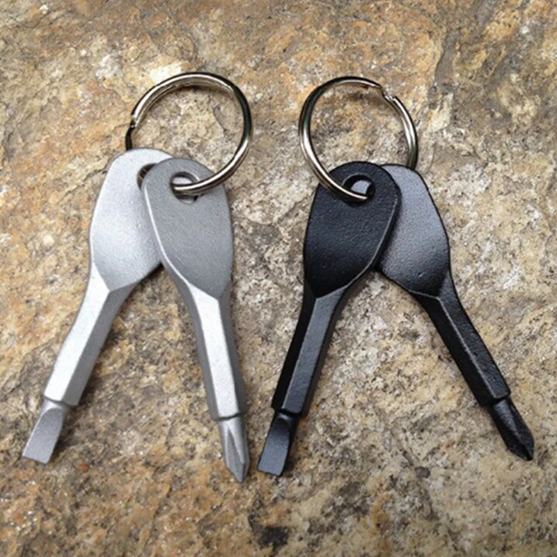 Metal Steel Phillips Screwdrivers EDC Multifunction Screwdriver Pocket Keychain Mini Slotted Screwdriver Outdoor Repair Tool (2)