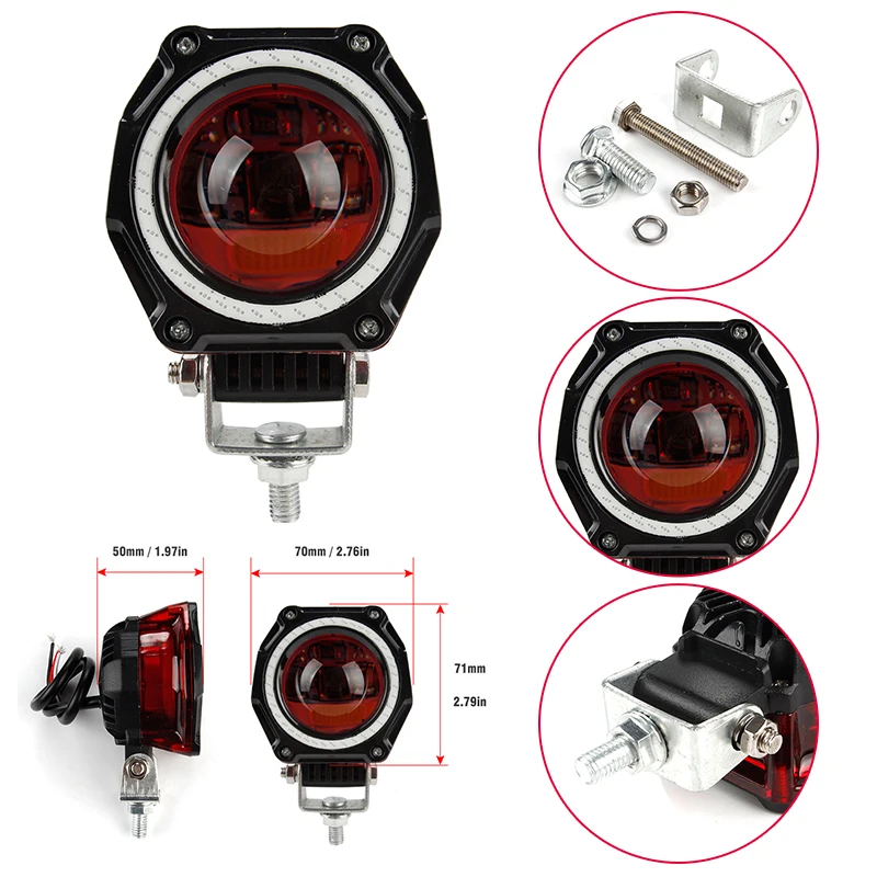 OKEEN 12 В красный круглый 15 Вт светодиодные панели работы Led Falsh 4x4 пятно лампы бег
