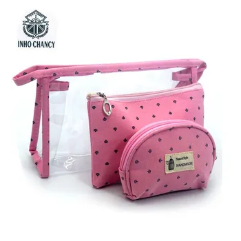 

2017 Best selling 3pcs/set storage crown Fashion Brand waterproof PVC cosmetic bag Women Neceser Toiletry Bag Travel Up Bag Blos