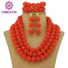 Роскошный Африканский Свадебный Коралл бусы ювелирный набор амулеты 3 ряда Коралл Свадебный костюм комплект ювелирных изделий CNR162