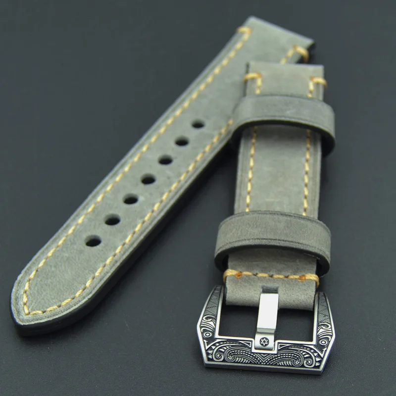 20 22 24 26 мм ручной работы кожаные мужские часы ремешок Мужские Ремешки для наручных часов ремни Высококачественный резной узор Пряжка для Panerai PAM