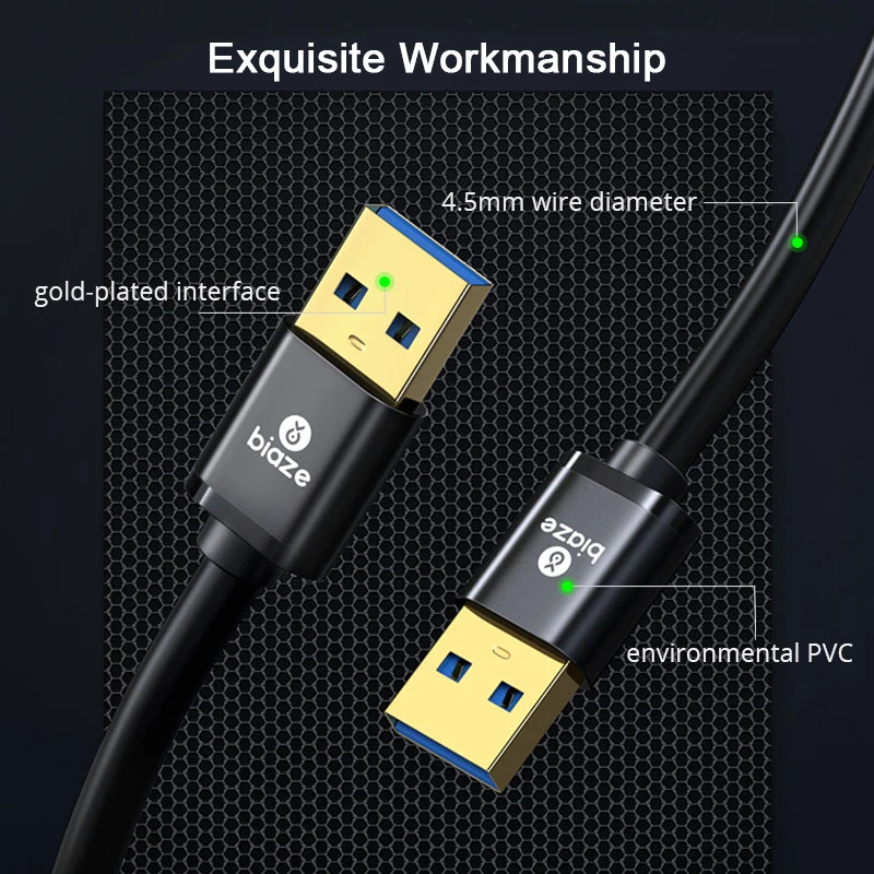 Usb кабель Biaze с разъемом USB 3 0 Удлинительный типа A Папа папа сверхскоростной