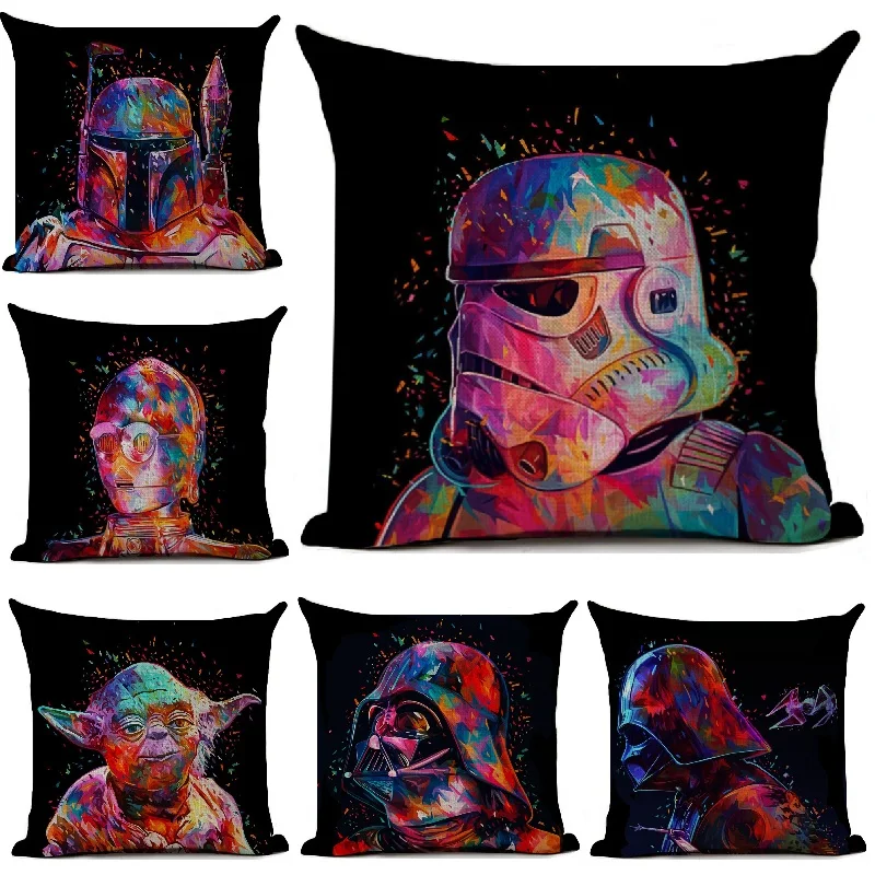 

Star War Cushion Cover Colorful Printed Linen Throw Pillows Cover Car Sofa Home Decoration Pillowcase Decorative Case 45*45cm