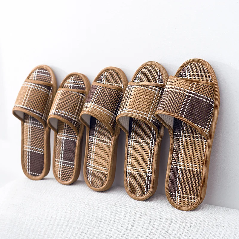 

2019 Summer Unisex Linen House Flat Slipper Indoor Home Cozy Open Toe Slippers