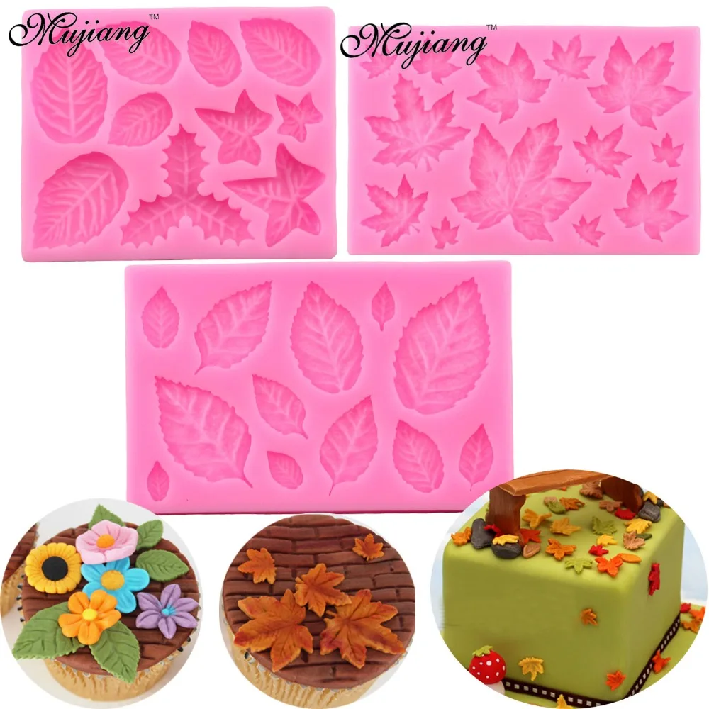 

Maple Rose Leaf Cake Border Silicone Molds Christmas Cupcake Fondant Cake Decorating Tools Gumpaste Chocolate Candy Clay Moulds