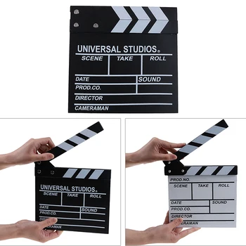 

20*20cm Acrylic Clapboard Dry Erase TV Film Movie Clapper Board Slate Director Video with Color Sticks