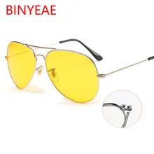 Пилот желтые солнцезащитные очки для женщин День ночного видения очки классический бренд дизайнер мужские солнцезащитные очки для вождения прозрачные линзы очки