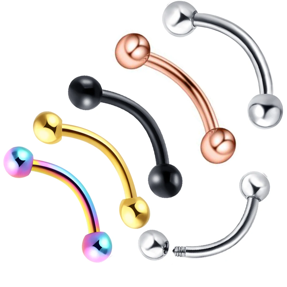 

JUNLOPWY Stainless Steel 16g Eyebrow Rings Piercing Curved Barbell Lip Helix Tragus Earring Body Piercing Jewelry Mix 6 Colors