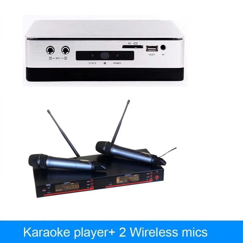

China HDD karaoke player machine With 2TB hard driver include 42k songs plus wireless microphone karaoke system