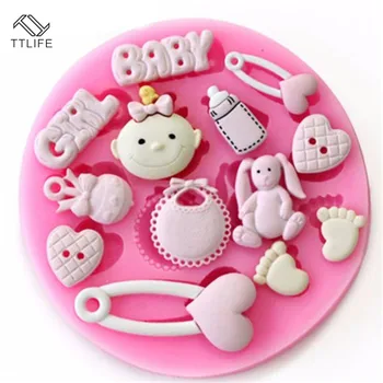 

TTLIFE Baby Shower Party 3D Silicone Mold Baby Toy Cake Decorating Tools Fondant Cake Pastry Chocolate Sugar Craft Baking Moulds