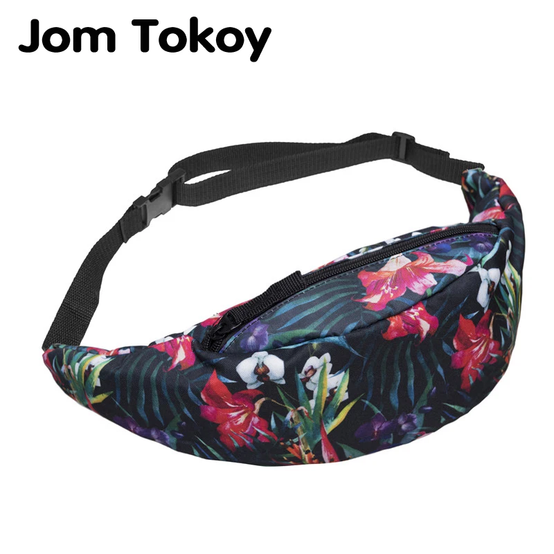 Jom Tokoy النساء فاني حزم 3d الطباعة الخصر حزمة 2018 جديد الخصر حقيبة الأزياء محفظة تربط حول الخصر السفر حقيبة