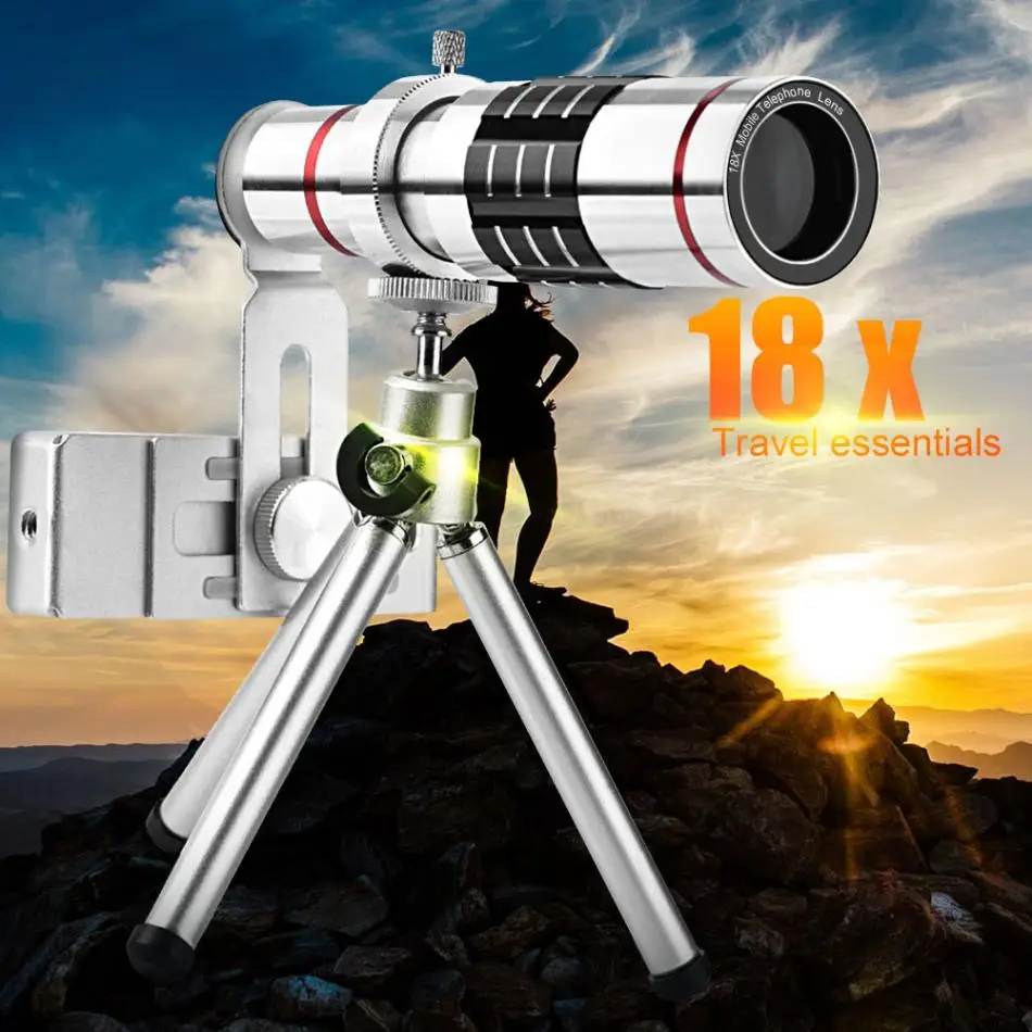 

18x Telescope Camera Zoom Optical Cellphone Telephoto Lens Smartphone Camera Lens With Mini Tripod for Android iphone Mini Lens