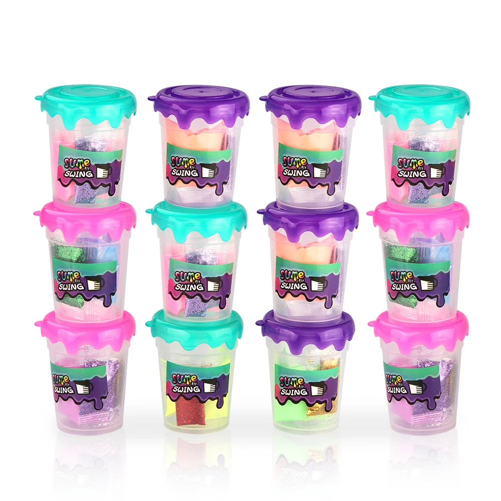 

12pcs hot selling so slime soft clay diy slime kit para fazer make your own slime shaker plasticine Xmas gift