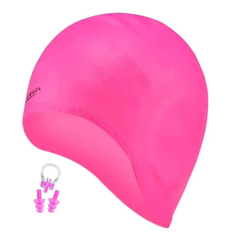 Long hair Swimming Caps Men Women Ear Plug Nose CLip arge Big Silicone Waterproof Girls Swim Pool Hat Professional Diving Caps