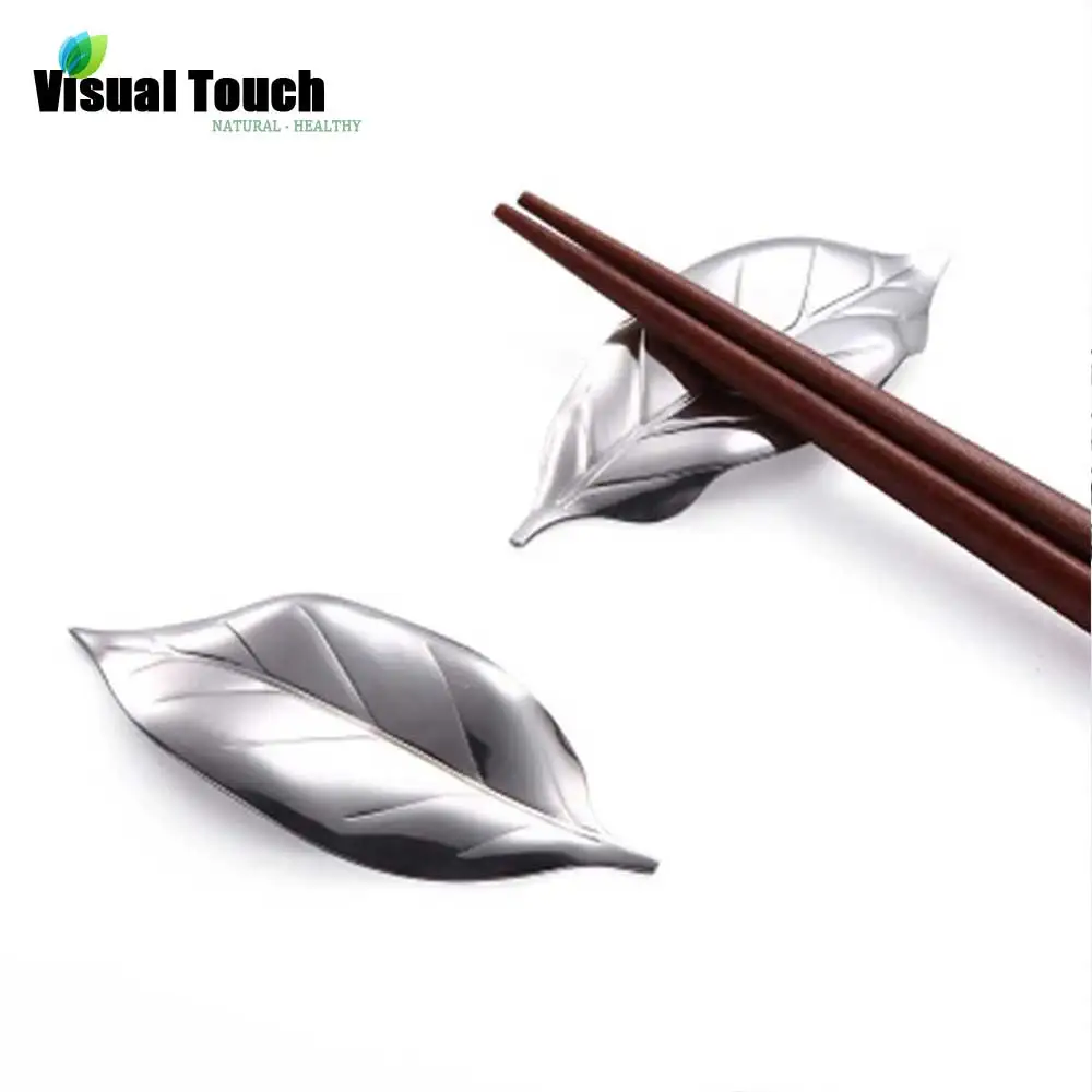 

Visual Touch 1pc 304 Stainless Steel Chopsticks Holder Stand Leaf Shape Chopstick Rest Rack Art Craft Table Decor