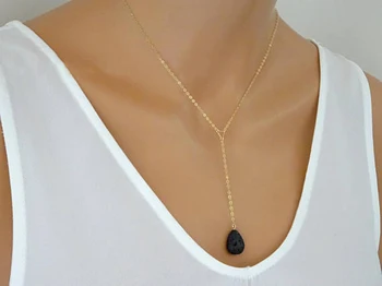 

10pcs) Essential Oil Diffuser Necklace Aromatherapy Jewelry Minimalist Teardrop Water drop Lava Stone Diffuser Pendant Necklace