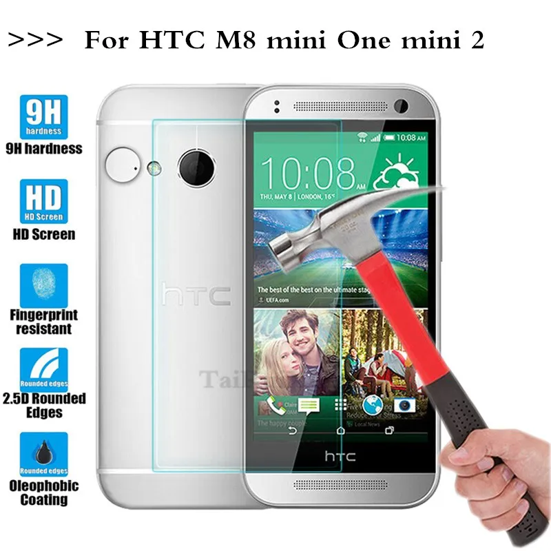 

(TaiRuiXing) Screen Protector Film 0.3mm 9H 25D Front Premium Tempered Glass For HTC One 2 mini Case HTC M8 Mini One Mini2 Cover