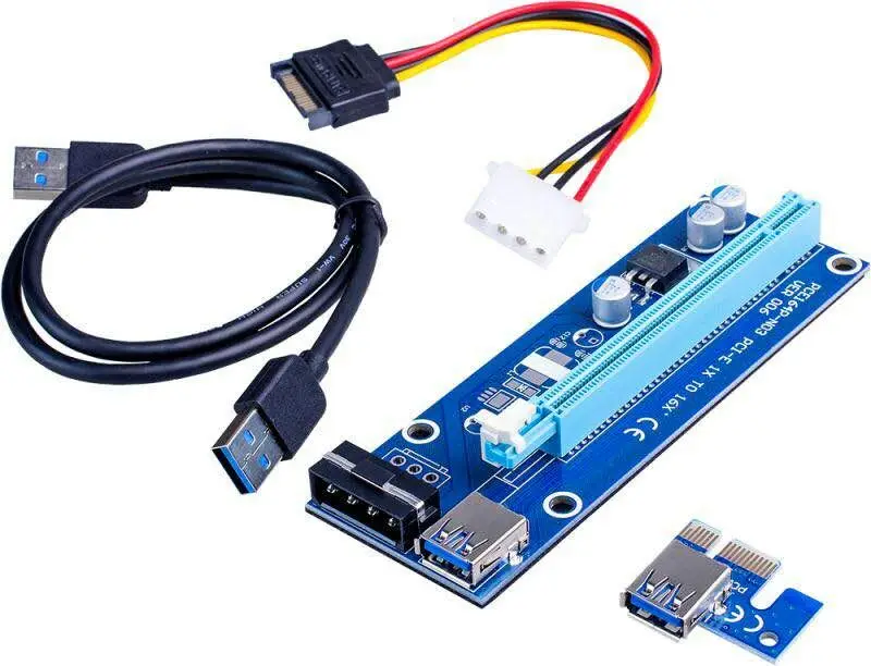 Адаптер PCI E Express 1x к 16x расширитель переходника с кабелем USB 3 0 50 см для биткойнов|pci