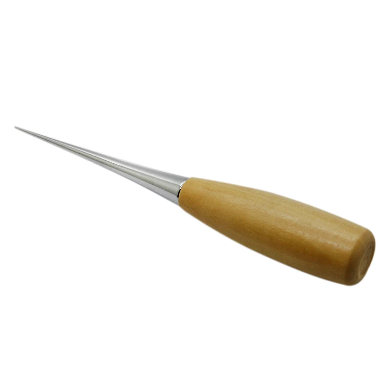 

Hot sale 1pcs Awl Pinpoint Hole Punch Clicker Scratch Wood handle Tool For Sewing Leather Craft
