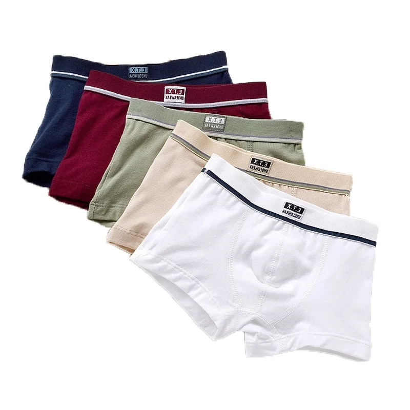 New 5pcs/lot Solid Color Boy Panties Cotton Children Breathable